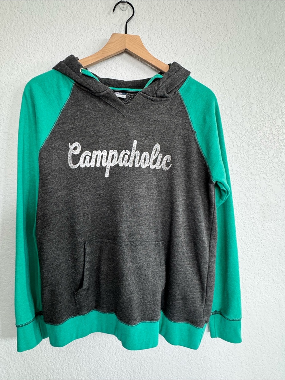 Campaholic MV Sport Heather Charcoal Hoodie with Teal Trim - Medium